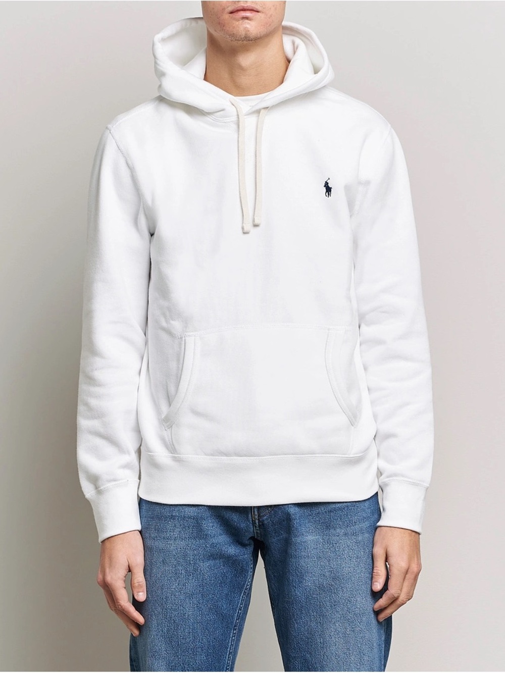 Ralph Lauren White Hoodie with Navy Pony Embroidery